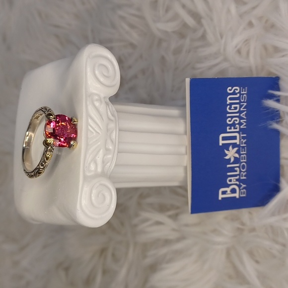 Bali Designs Sterling & 18K Gold Azotic Pink Quartz Solitaire Ring NEW Size 9 - Picture 1 of 10